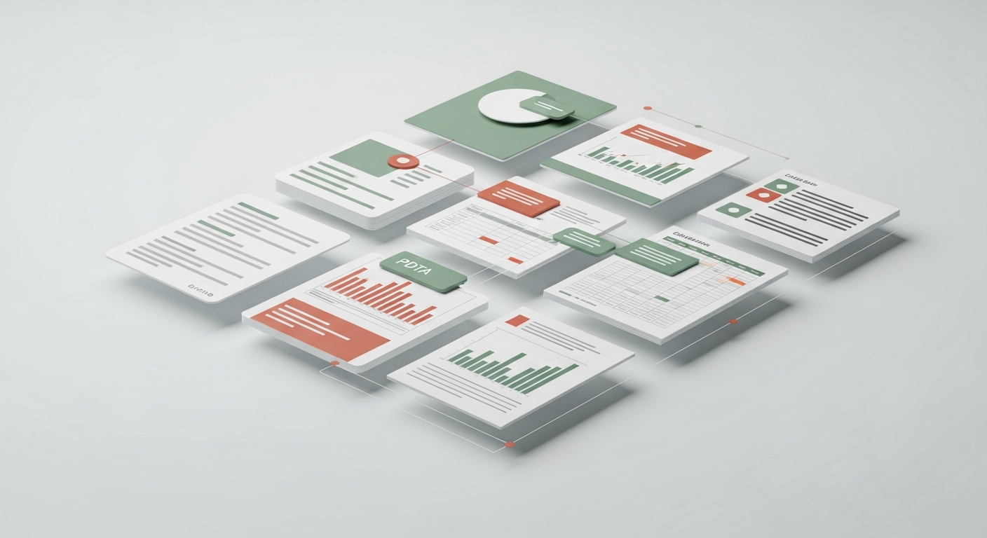 Connected documents and knowledge nodes flowing together